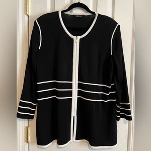 Vintage black misook jacket with zipper and slimming stripes size XL
